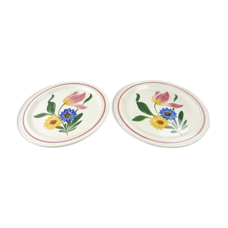 Lot de 2 assiettes à piedouche décor Selestat, Schlettstadt, de Sarreguemines