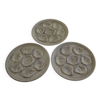 set of 3 stoneware oyster plates