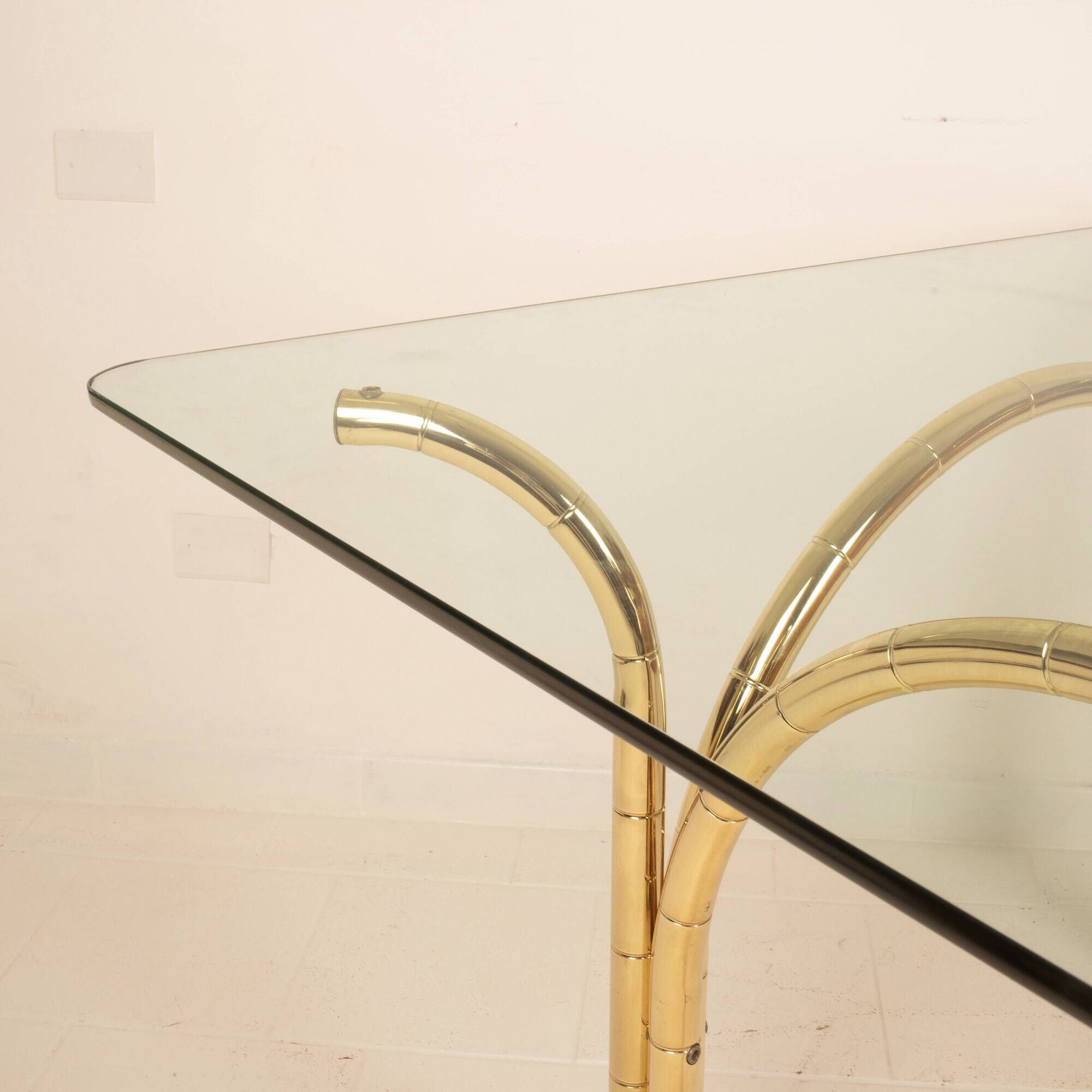 Glass and Brass Table, Italian Manufacture, 1970