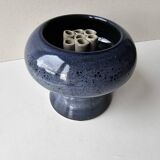 Magnificent blue ceramic flowerpot vase signed (pictogram with identification)