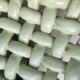 Light green woven ceramic basket Jérome Massier Vallauris