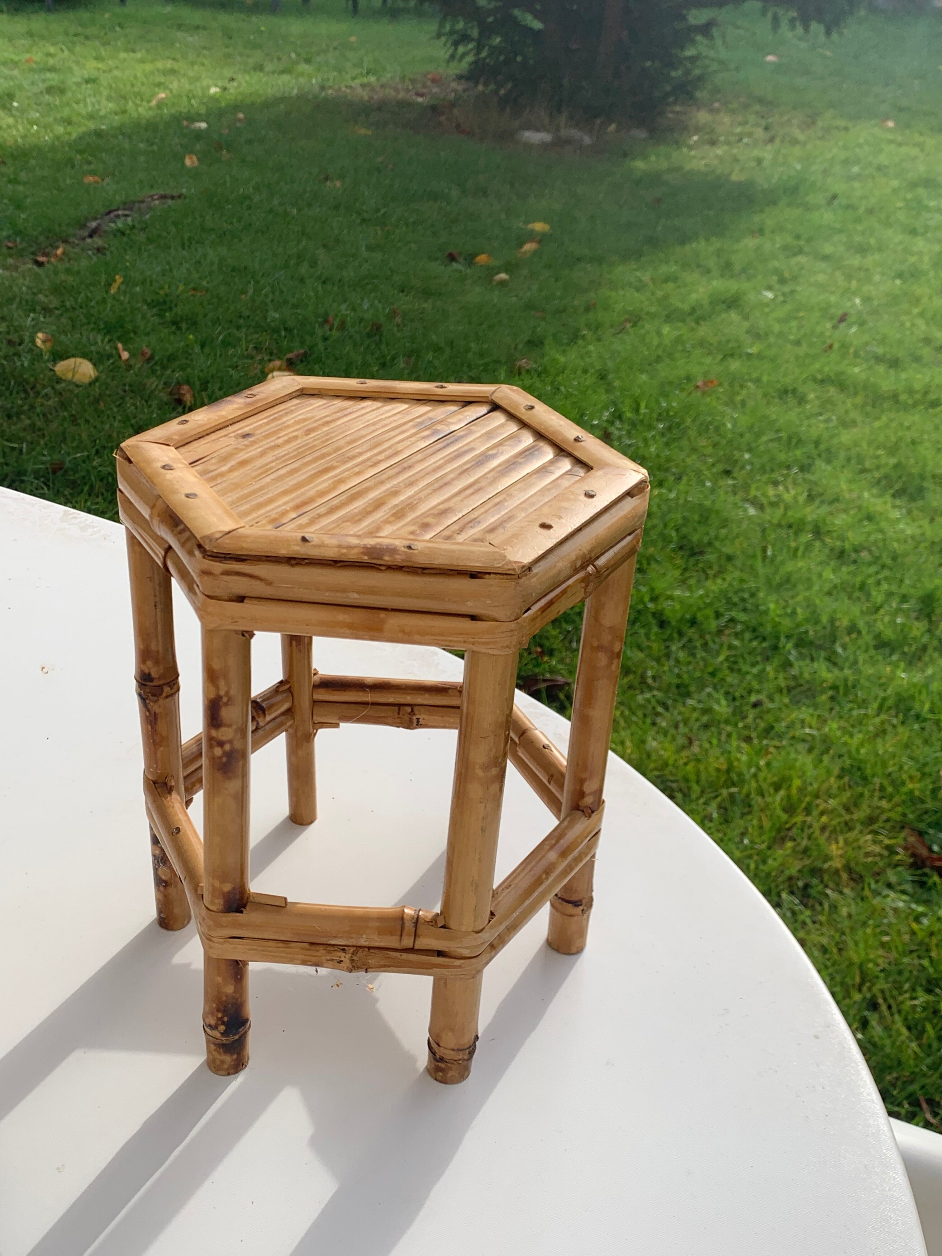 Pair of side tables in bamboo