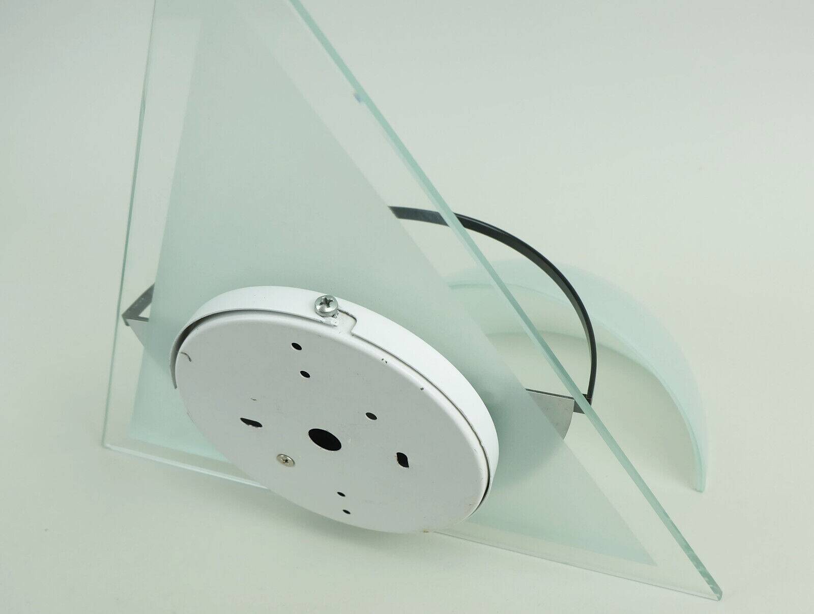 Pair of italian 1980s sconces wall lamps lamperti model illo etched glass and metal