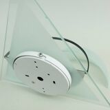 Pair of italian 1980s sconces wall lamps lamperti model illo etched glass and metal