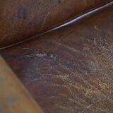 Sheepskin leather wing chair