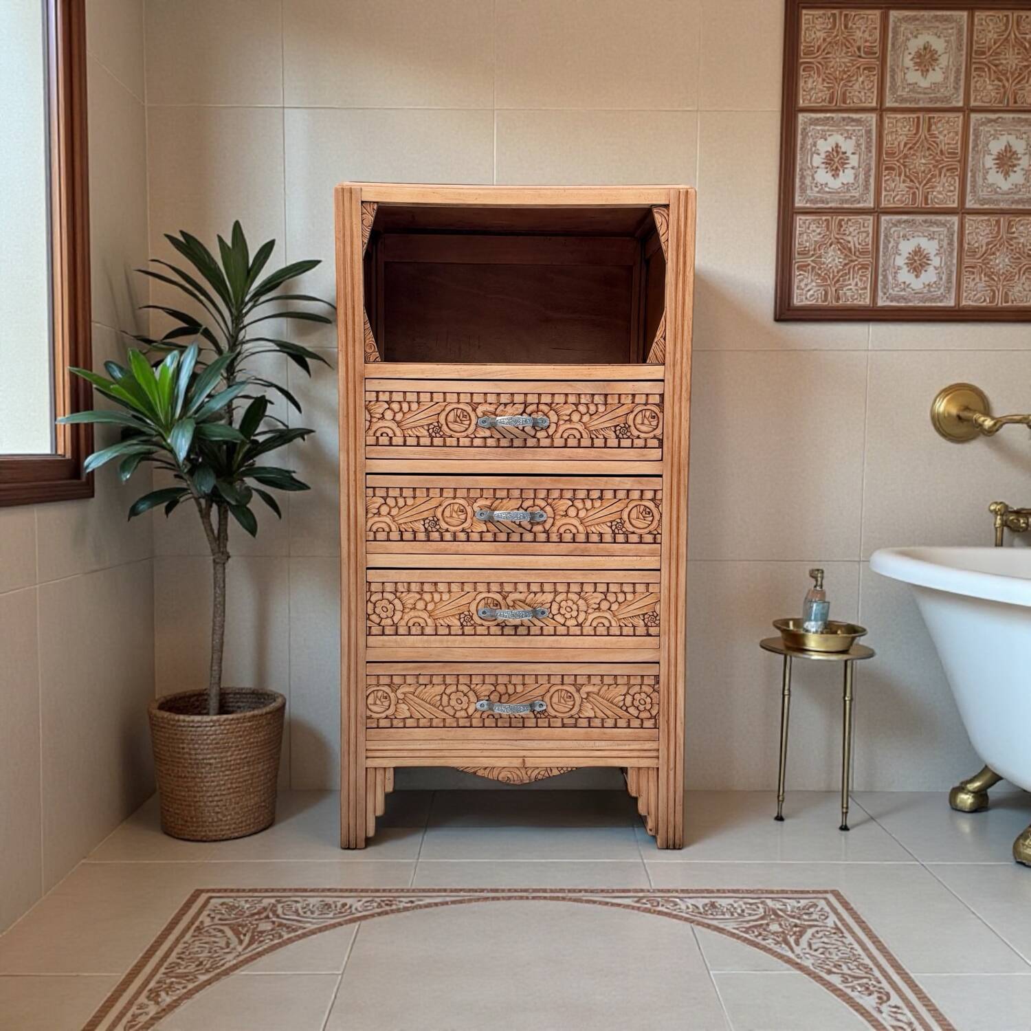 Commode haute art déco bois brut 1930