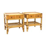Set of 2 rattan bedside tables, DUX, Sweden, 1960