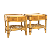 Set of 2 rattan bedside tables, DUX, Sweden, 1960