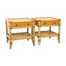 Set of 2 rattan bedside tables, DUX, Sweden, 1960