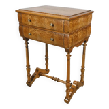 Rare Small Chiffonnière Table in Speckled Amboyna and Cherry, Louis Philippe Period – 19th