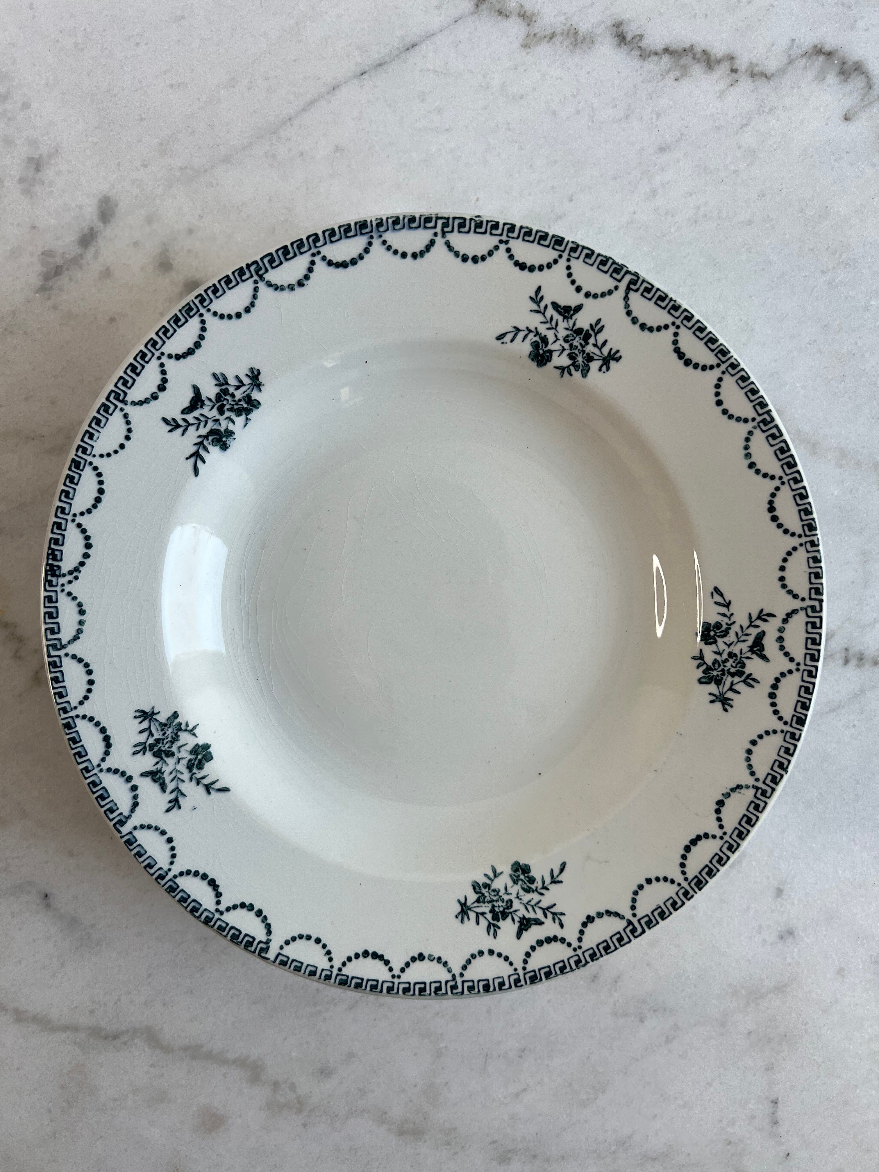 Set of 6 antique deep plates — Céranord pottery, model