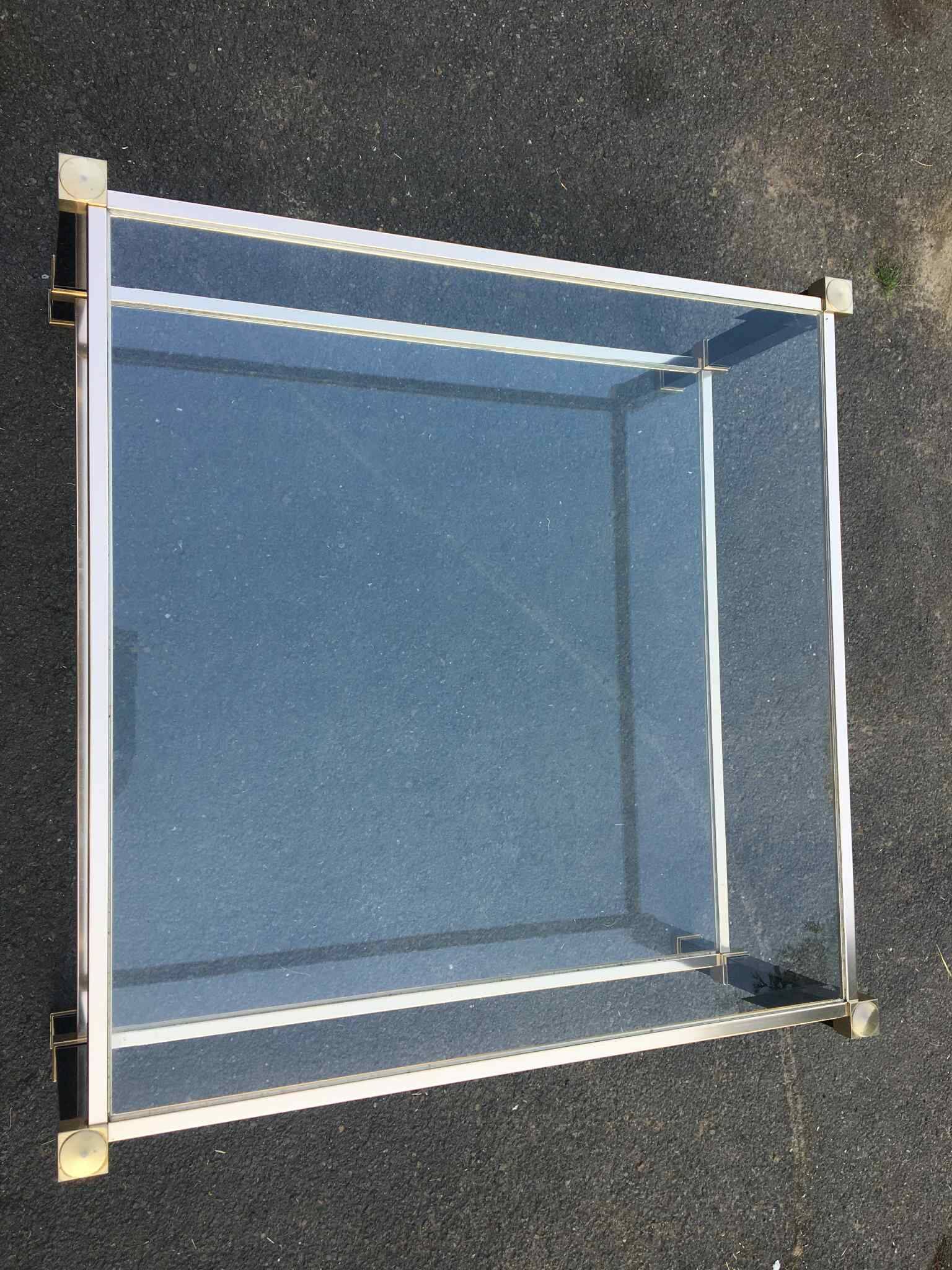 Pierre Vandel two-tier coffee table in lacquered metal and glass