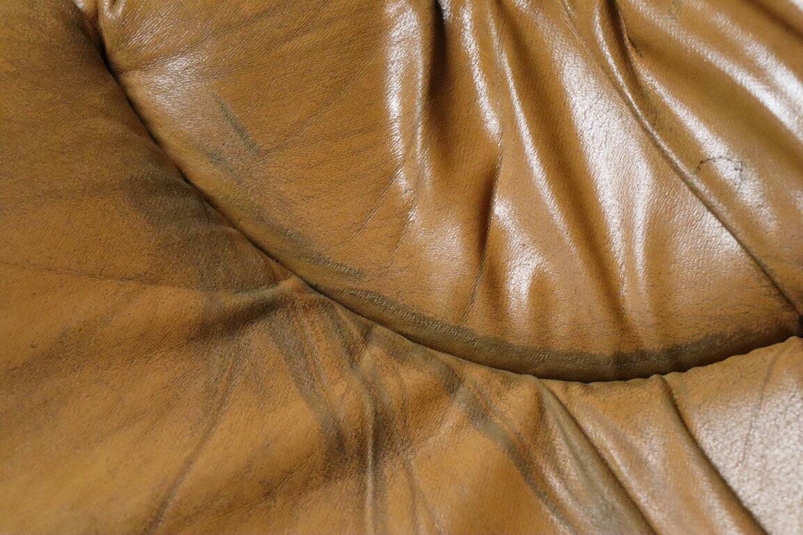 Series of 6 vintage Cidue Italy chairs in leather and metal, 1970s