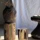 Brown and black petrified wood side table H35 D27 - 3333