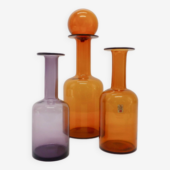 Set de 3 vases bouteilles scandinaves Otto Brauer 1960