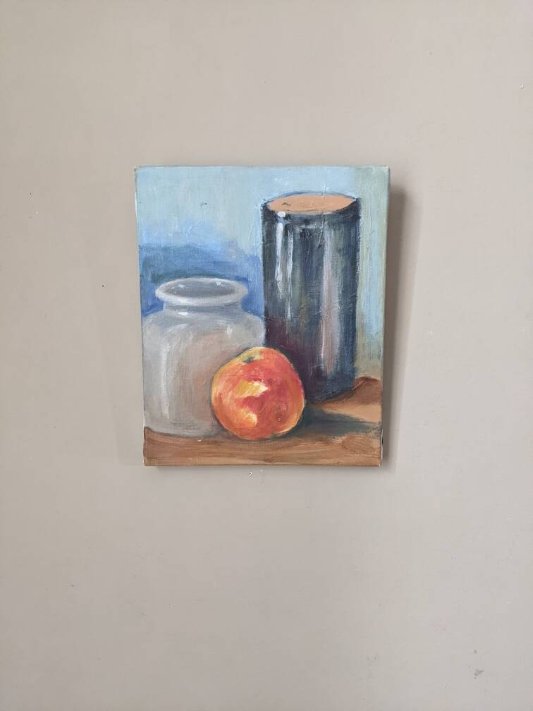 Contemporary acrylic painting on canvas still life countryside decoration