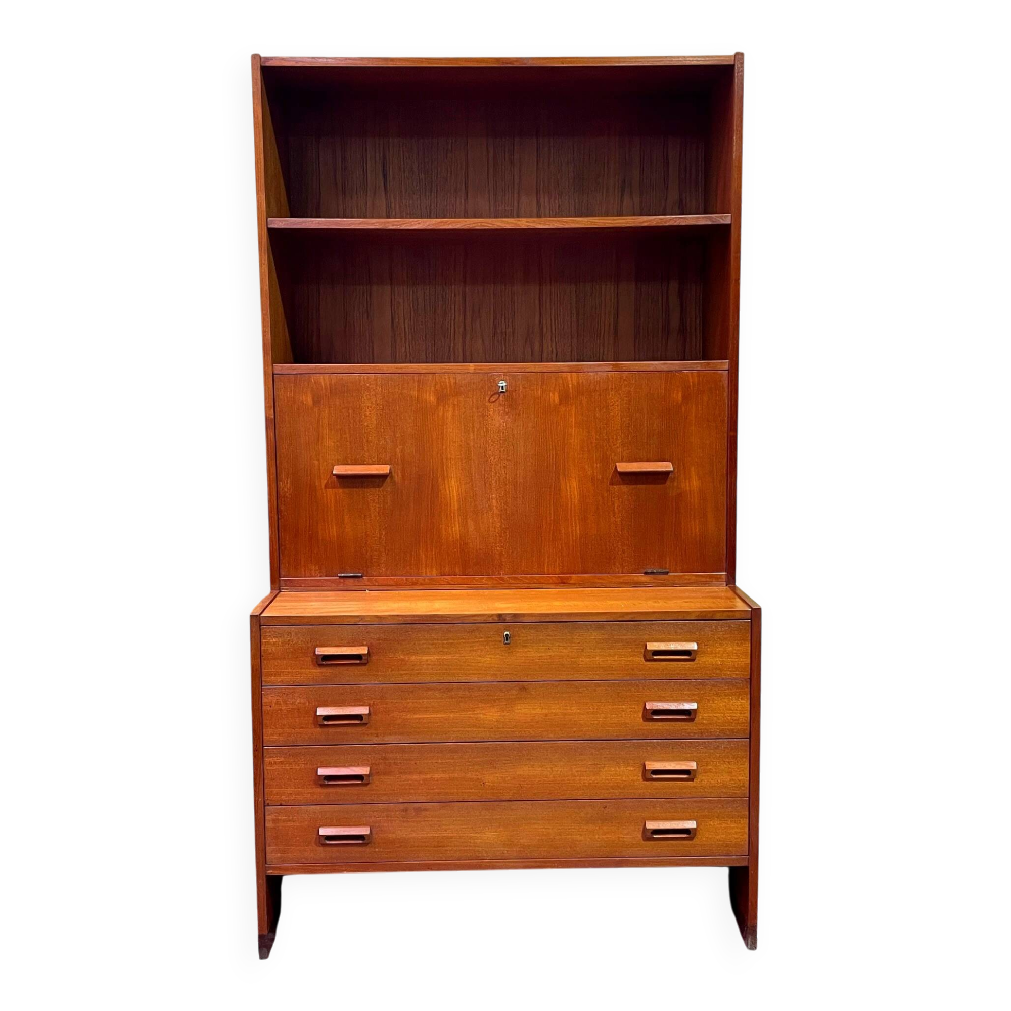 Commode bibliothèque bar scandinave en teck vintage années 60