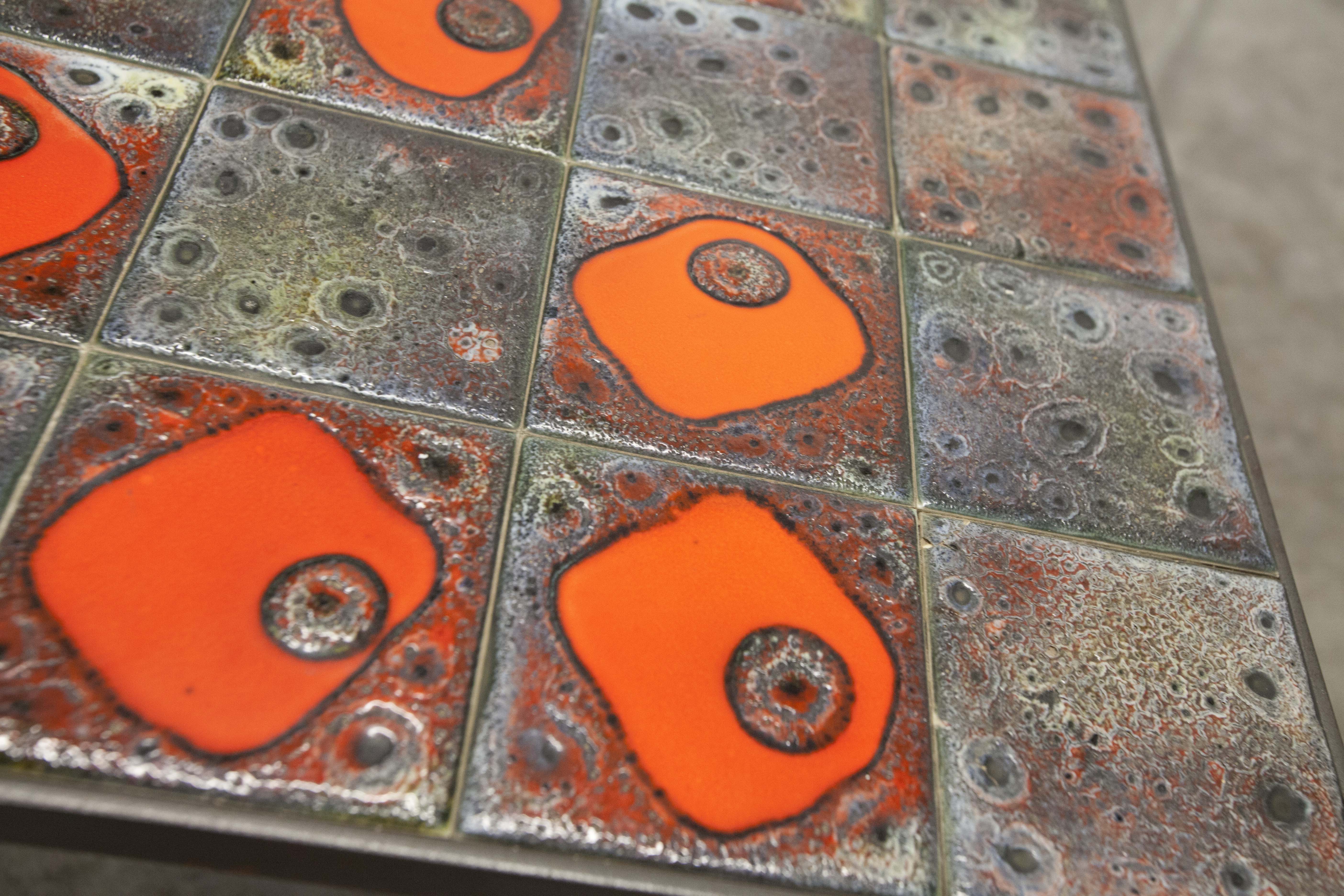 Seventies iron and ceramic coffee table