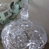 Cut glass sweet jar on feet