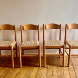 4 chaises en pin et corde tressée