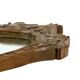 Old wooden hand mirror solid oak baroque flowers fish 39cm