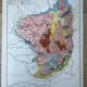 Original map of the Massif Central 37x27cm - 1908