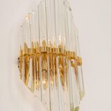 Pair of crystal glass wall sconces in the Venini style, Italy, 1970s.