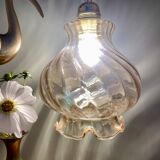 Vintage amber glass globe pendant light