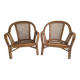 Pair of vintage rattan and cane armchairs – 1960s/70s