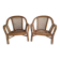 Pair of vintage rattan and cane armchairs – 1960s/70s