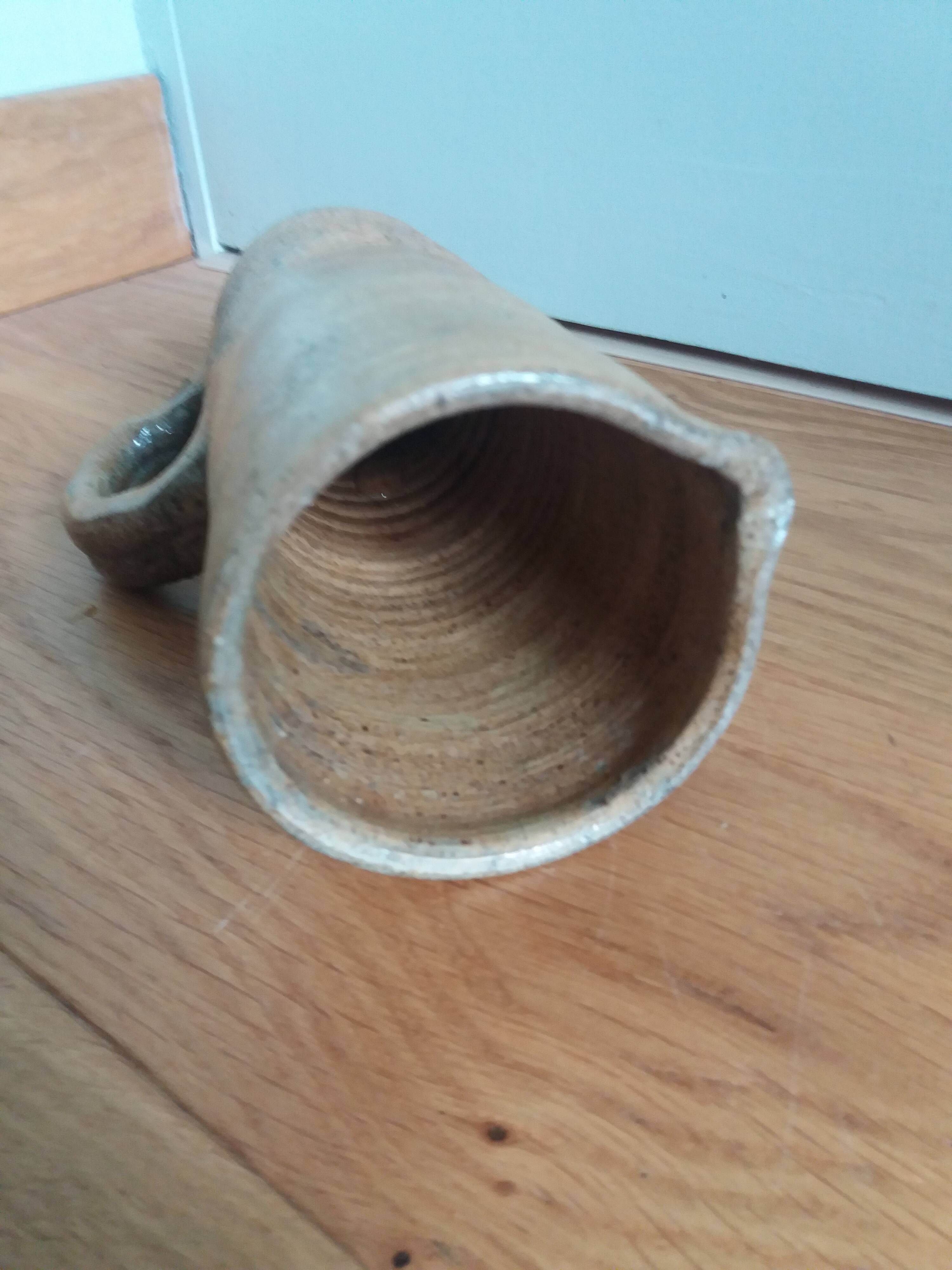 Brutalist vase pitcher signed in stoneware