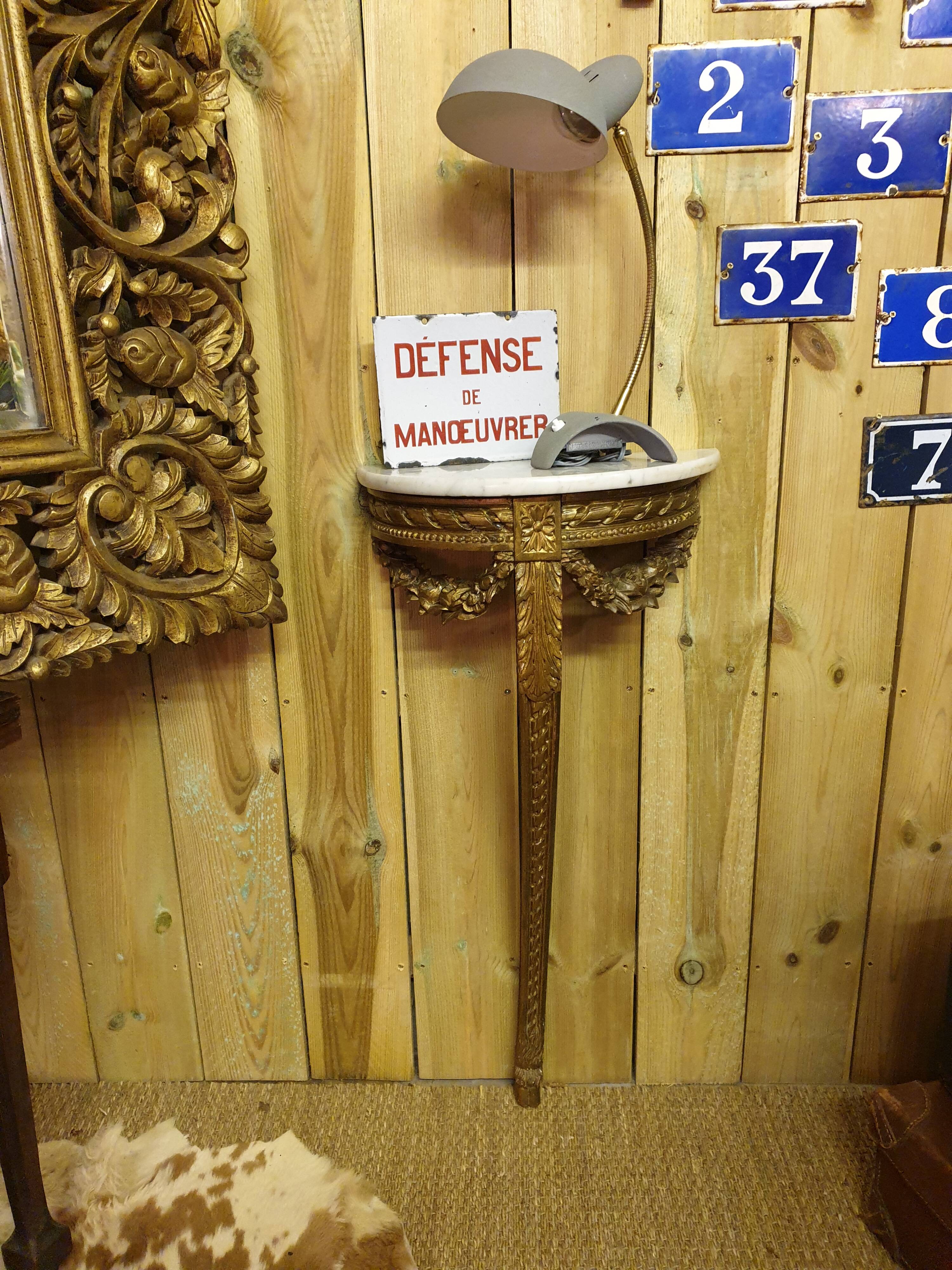 Wall console gilded wood and marble