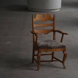 Razorblade armchair from the mid-20th century by Henning Kjærnulf, oak and lambswool, 1960.