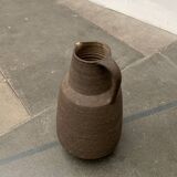 Brutalist German vase on a mid-century stand by Krösselbach Keramik, 1960s.