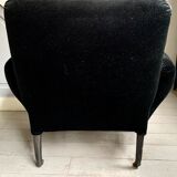 Fauteuil en velours noir Napoléon III