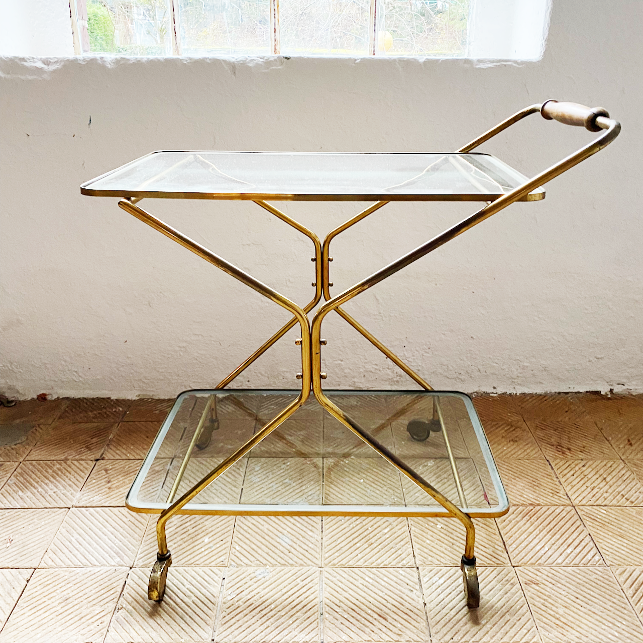 Italian brass serving trolley, 1950s