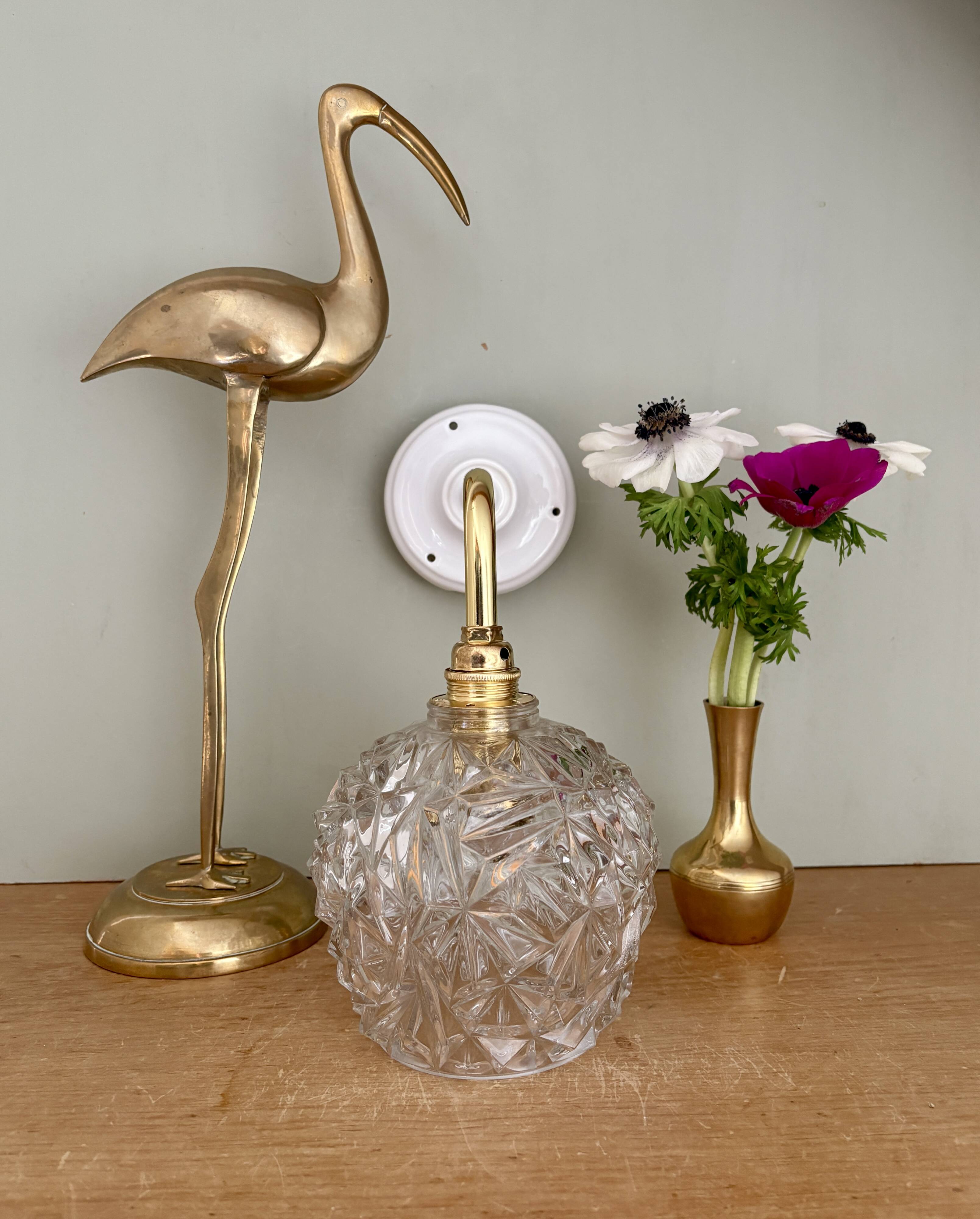 Vintage moulded glass elbow wall light