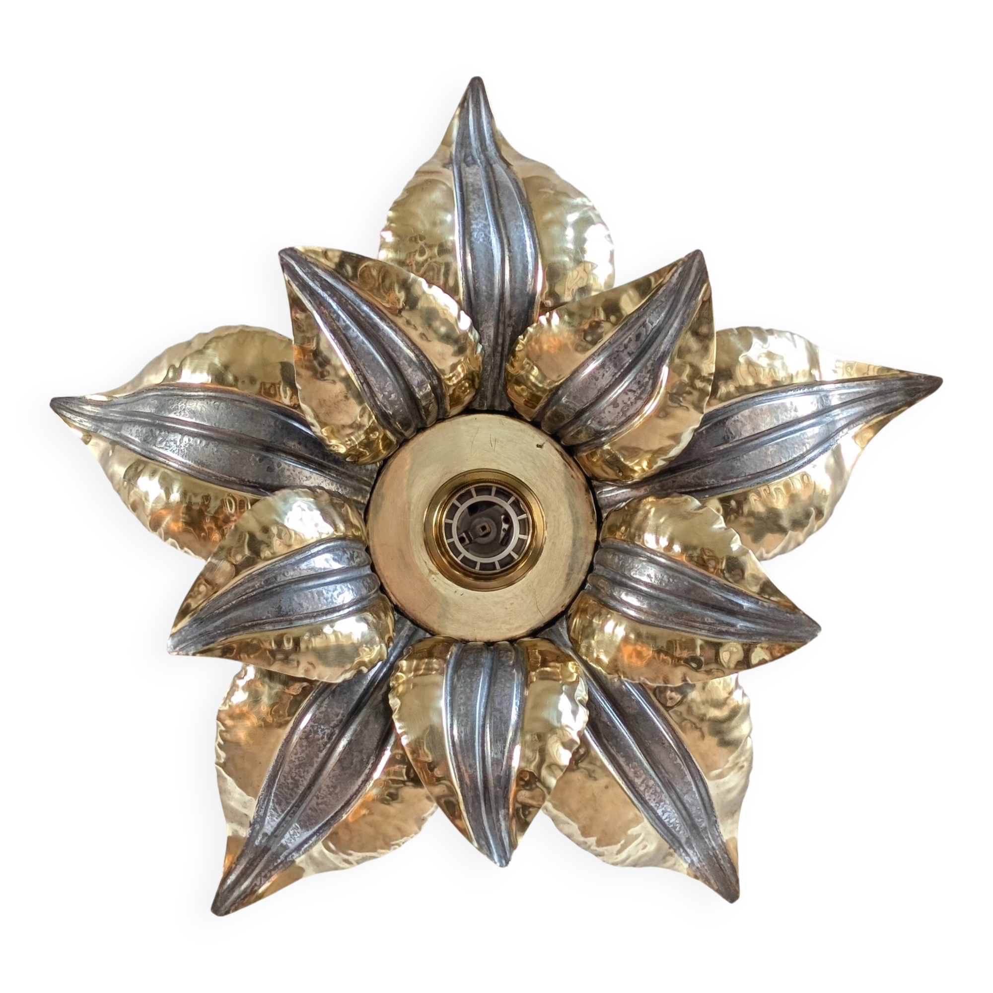 70's Brutalist Brass Wall/Ceiling Light