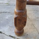Antique 1900s Solid Oak Rustic Farmhouse Console Side Table