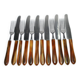 SOLINGEN Lot of 12 cheese cutlery Antique knives with horn handles and steel blades