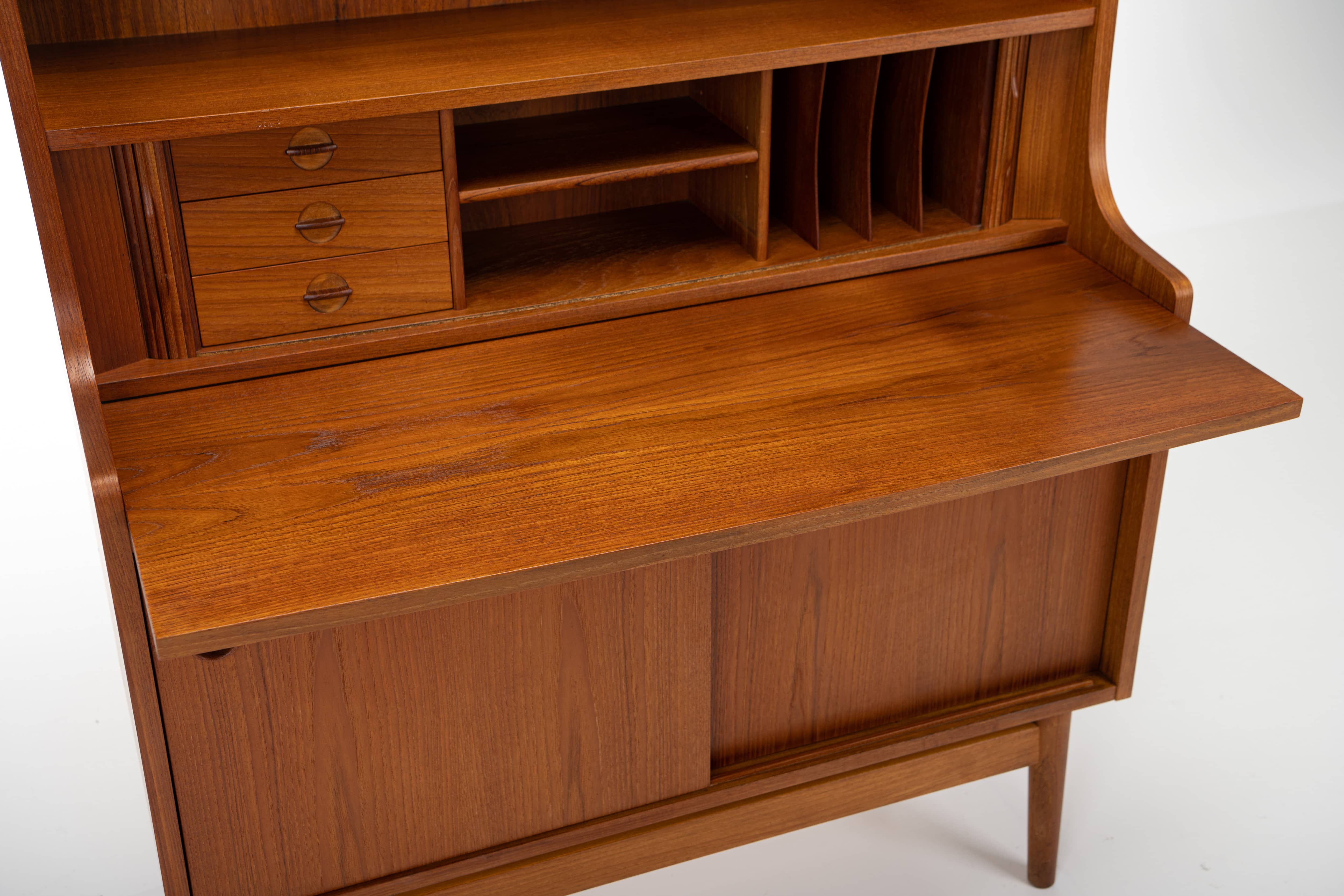 Bookcase secretary by Johannes Sorth for Nexø Møbelfabrik Bornholm, Denmark 1960s