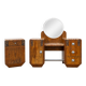 Ensemble coiffeuse 1930 Art Déco en Noyer avec dessus marbre et chevet