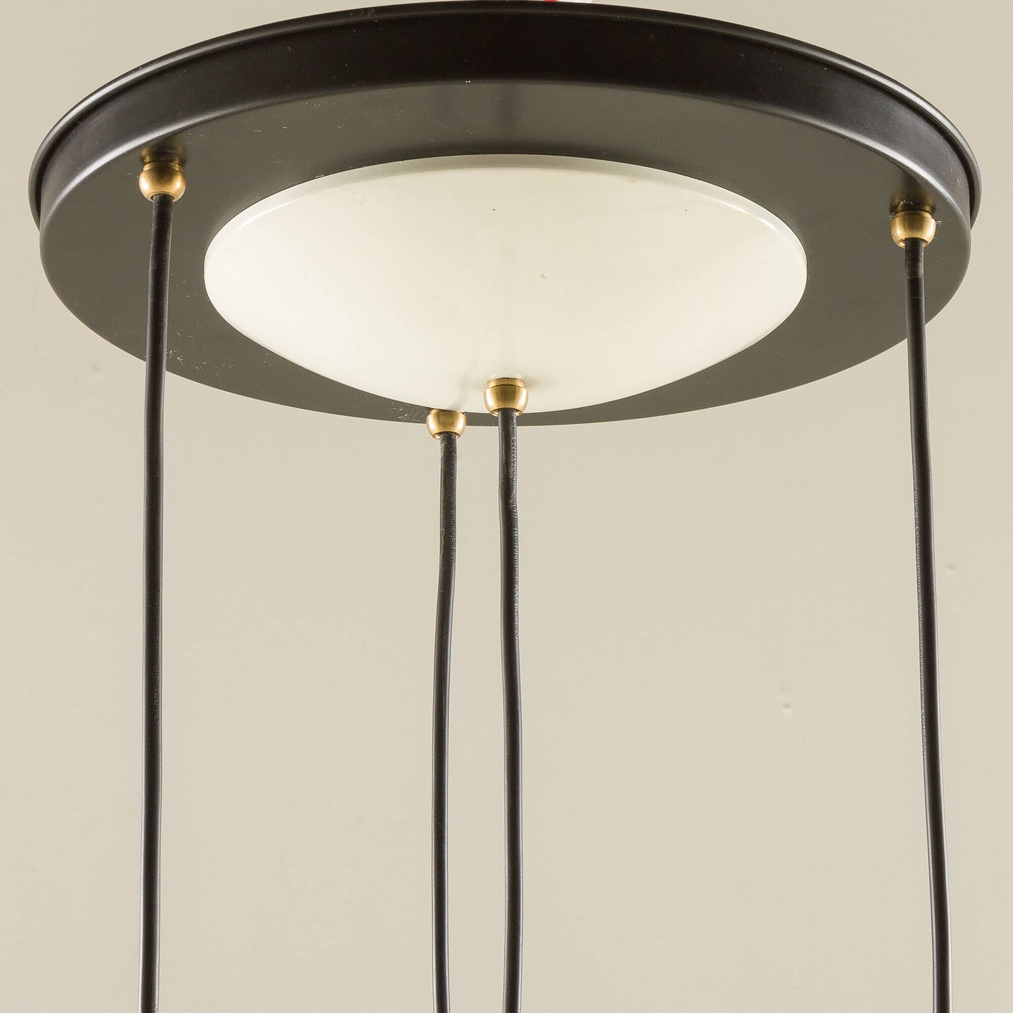 Italian vintage chandelier in opaline glass,  mid century modern 1970s