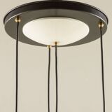 Italian vintage chandelier in opaline glass,  mid century modern 1970s