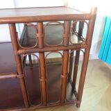 Retro-Side table-vinyl furniture-wood, rattan and bamboo-80s