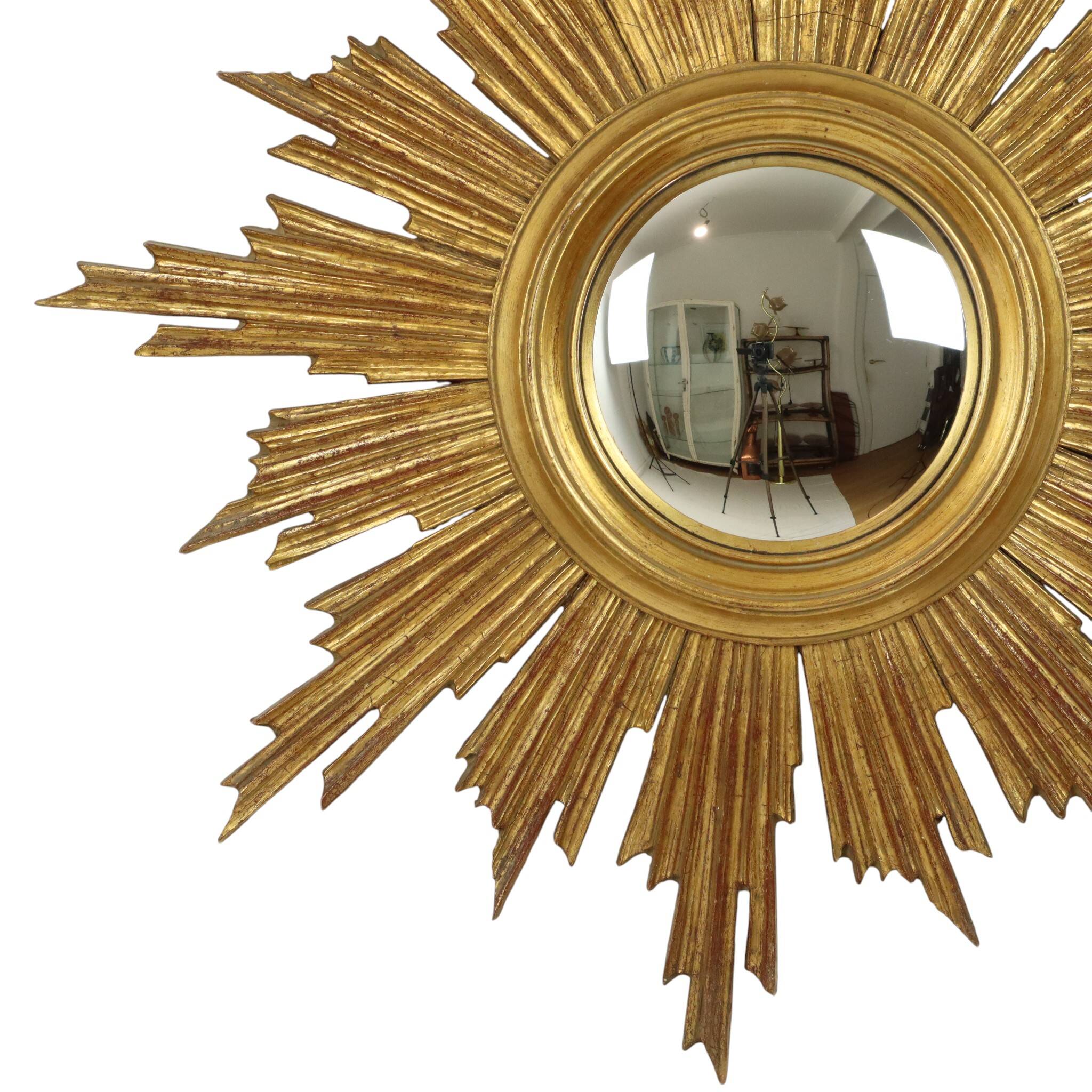 Large Deknudt Sunburst Gold Leaf Sun Mirror Sixties