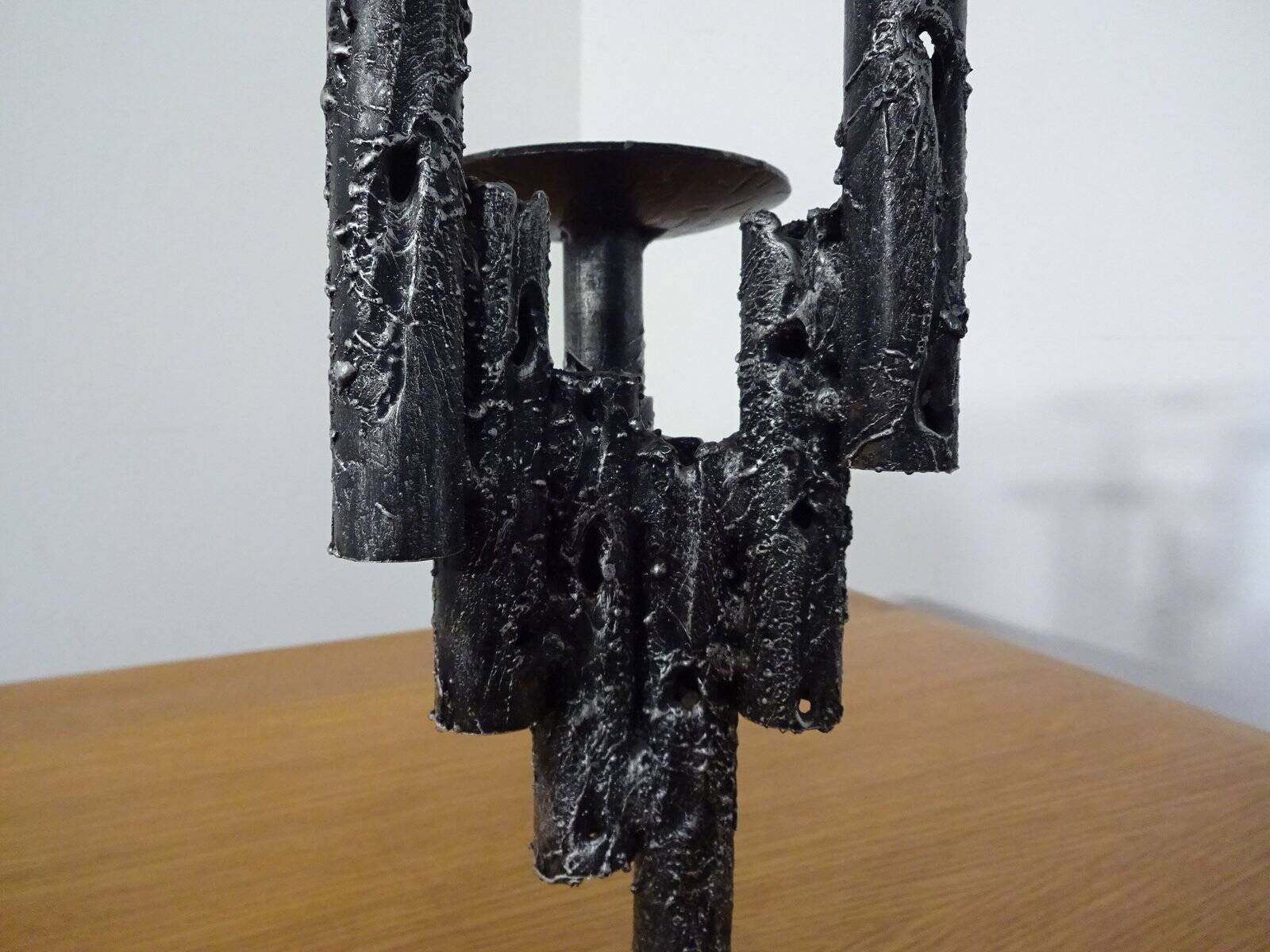 Brutalist Iron Candleholder, 1960s