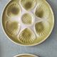 Lot of 8 vintage oyster plates moulin des loups - sage green - fran