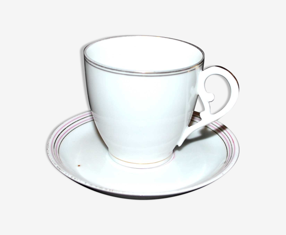 Tasse ancienne en porcelaine de Paris "Au pont Neuf E. Duchateaux" 19e siècle