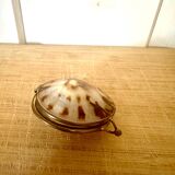 Shell and brass pill box